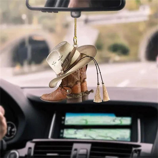 Boots And Hat Cowboy Flat Acrylic Car Ornament